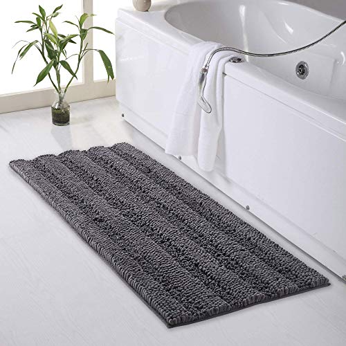 KGORGE Grey Bathroom Rugs - Water Absorbent Bath Mat Gifts Thick Shaggy Floor Cover Quick Drying Shower Carpet for Toilet Shower Kitchen, 47" x 24", 1 Pc - color: Grey, size: 24"W x 47"L (Pack of 1)