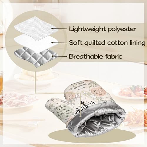Floral Botanical Oven Mitts and Pot Holders Sets of 4 PCS, I AM Child of GOD Oven Gloves Potholder for Kitchen Cooking Baking BBQ Heat Resistant - color: I Am Child of God