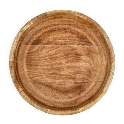 Decorative Bowl Mango Wood Pedestal Centerpiece Bowl – Handcrafted Rustic Accent for Dining & Living Areas (12" X 12" X 4.5")