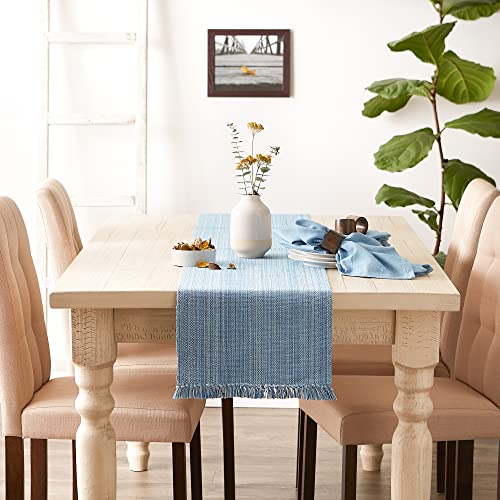 DII Variegated Tabletop Collection, Table Runner, 13x72, Light Blue - color: Light Blue, size: Table Runner, 13x72"