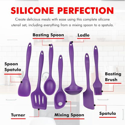Chef Craft Premium Silicone Kitchen Tool and Utensil Set, 7 Piece, Purple - color: Purple, size: 7 Piece Set