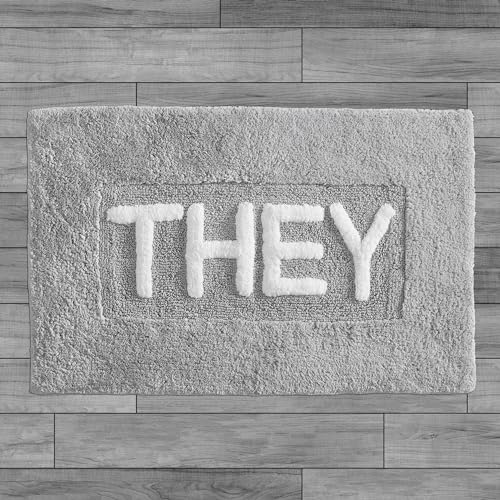 Cotton Bath Rug - Soft Cotton Bath Mat - Bathroom Decor - Water Absorbent and Machine Washable - Measures 21"x34" - They Grey - color: Grey, size: 1'9" x 2'10" (Rectangular), style: They
