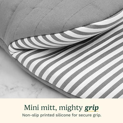Cuisinart Mini Oven Mitts, 2-Pack 5.5"x8", Printed Silicone, 450F | Non-slip grip stripes, faux leather hang loop, cotton lining for comfort, ambidextrous for baking, cooking, and cast iron - color: Charcoal