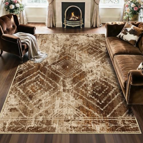 5'x7'Washable Area Rug for Living Room Bedroom Cowhide | Soft Western No Slip Low Pile Print Foldable Indoor for Kitchen Dining Room - color: Abstract/Cowhide, size: 5' x 7' (Rectangular)