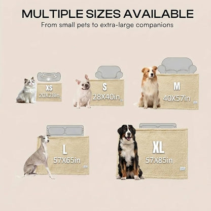 Waterproof Dog Blanket Reversible Pet Bed Cover Puppy Fluffy Cream Blankets Leakproof Sofa Couch Cover Cat Pet Blanket for Warm Washable-L - color: Cream, size: L-145*165cm(57*65in)
