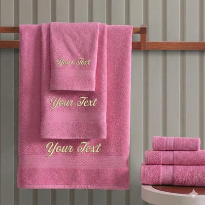 Hawmam Linen Personalized Towels - Customized Turkish Cotton Towel Set, Monogrammed Towels with Initial, Name & Embroidery, Idea for Weddings, Bridal Showers, Anniversaries, for Couples - Pink - color: Pink