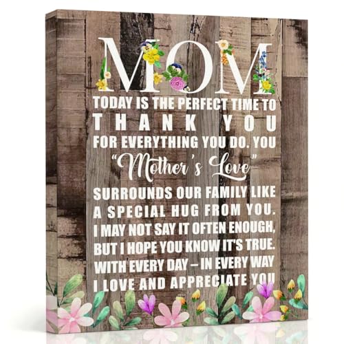 RTVJTERQ Mother Canvas Wall Art, Thank You Mom Rustic Floral Wood Print, Sentimental Gift for Mom, Ready to Hang 8x10 Inches - color: Quote 24