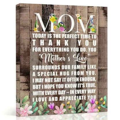 RTVJTERQ Mother Canvas Wall Art, Thank You Mom Rustic Floral Wood Print, Sentimental Gift for Mom, Ready to Hang 8x10 Inches - color: Quote 24