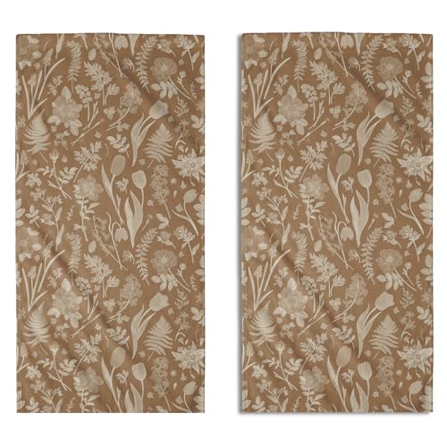 Brown Spring Floral Hand Towels for Bathroom Set of 2 Flower Leaves Vintage Botanical Print Seasonal Decorative Handtowels Soft Absorbent Bath Towel for Home Guest Room Hotel Gym Spa - color: Brown