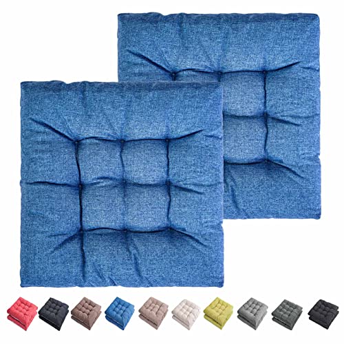 Outdoor Indoor Chair Cushions 20"x20" - Patio Furniture Cushion Set of 2 Comfortable Non-Slip Seat Pads Cover for Wicker Adirondack Deck Rocking Metal Chairs Universal Fit (2, Blue) - color: Blue