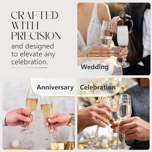 Boyfriend To Fiance & Girlfriend To Fiancee Champagne Flutes 8 Oz Set Of 2 | Engraved Champagne Glasses, His And Hers Set, Couples Present, Engagement Gift, Wedding Idea, Anniversary, Mr And Mrs