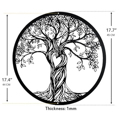 Acopelo Metal Wall Decor, Tree of Life, Black, 18 Inches | Tree Art Wall Sculpture, Laser Cut Rustic, For Living Room Bedroom, Indoor Outdoor