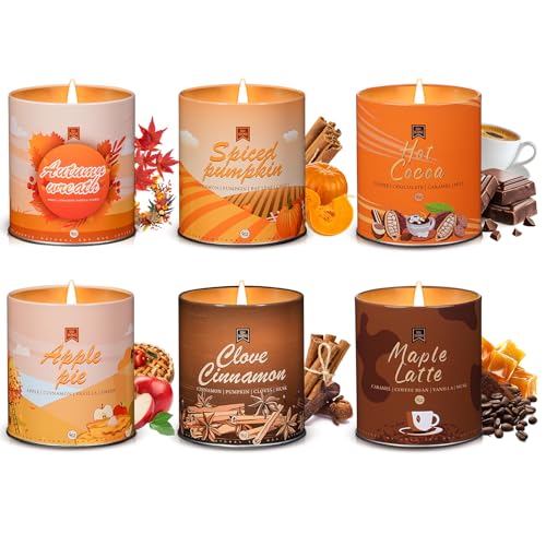6Pack/54oz Non-Toxic Scented Candle Set, Fall Winter Candles, Decorative Holiday Candles for Women Men, 9oz Apple/Cinnamon/Pumpkin/Vinilla/Cocoa/Maple Soy Christmas Scented Candle for Holiday Gifts - size: 6 Pack 9oz