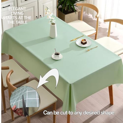 PVC Tablecloth Waterproof Rectangle Table Cloth, Oil Proof & 185°F Heat Resistant Wipeable Cover, Heavy Duty Non for Kitchen Dining Camping Festivities (70"x55") (Avocado Green) - color: Avocado Green