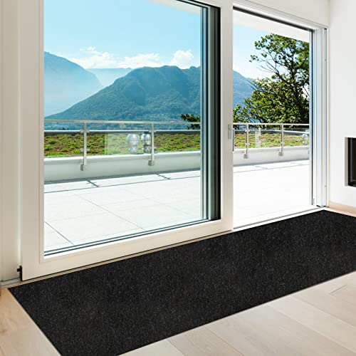 Heyroll Custom Size Hallway Runner Rug, Backed Non-Slip Waterproof Runner Rugs, Washable Outdoor Indoor Carpet Runner Rug for Floor, Entryway, Kitchen, Laundry, Balcony, Garage 2' x 20', Black - color: Black, size: 2 ft x 20 ft