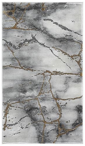 SAFAVIEH Craft Collection Accent Rug - 2'3" x 4', Grey & Gold, Modern Abstract Design, Non-Shedding & Easy Care, Ideal for High Traffic Areas in Entryway, Living Room, Bedroom (CFT877F) - color: Grey/Gold, size: 2'3" x 4' (Rectangular)