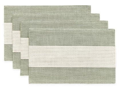 Wracra Linen Placemats, 12 x 18 Inch Set of 4 Placemats, Farmhouse Macrame Place Mats for Kitchen Table and Heat Resistant-Hemstitch Sage Green 4PCS - color: Sage Green, size: 12×18 Inch (Set of 4)