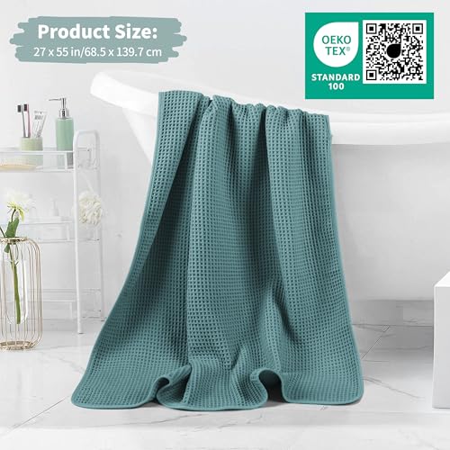 MICROFI Microfiber Waffle Bath Towels, 4 Pieces, Soft, Absorbent, Fast Drying, Lint Free 430 GSM (27''x55''/68.58 cm x139.7 cm) - color: Green