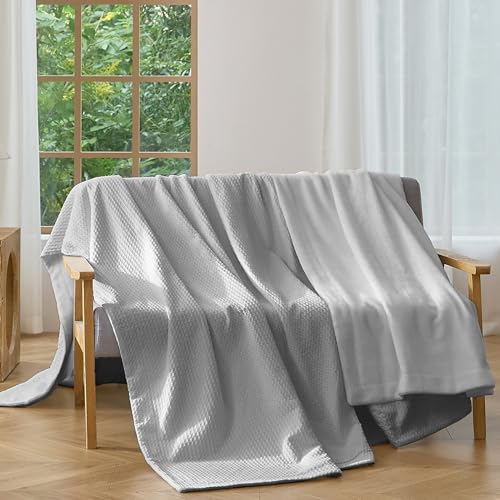 CHUFFED Cotton Waffle Blanket King Size - Plush Milk Velvet & Reversible Waffle Weave,Anti-Static 500Gsm Design，Thick Cozy Soft Winter Blanket for Bed, Couch, Sofa - Grey, 104x90 Inches - color: Grey, size: King