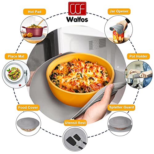 Silicone Microwave Mats, Walfos Heat Resistant Multi-Purpose Microwave Trivet Mat, Non-Slip, BPA Free and Dishwasher Safe, Perfect for Microwave, Oven and Hot Pan, 2 Pieces - style: 12in, 2 Grey Microwave Mat