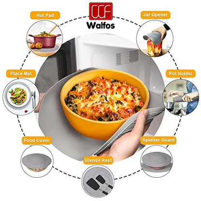 Silicone Microwave Mats, Walfos Heat Resistant Multi-Purpose Microwave Trivet Mat, Non-Slip, BPA Free and Dishwasher Safe, Perfect for Microwave, Oven and Hot Pan, 2 Pieces - style: 12in, 2 Grey Microwave Mat