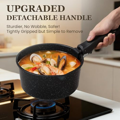 Nonstick Pots and Pans Set - 20 Pack KIKCOIN Stackable Cookware Set with Detachable Handle, RV Kitchen Cooking Set with Removable Handles - Oven Safe, Induction Ready (Black) - color: Black, size: 20 Pack