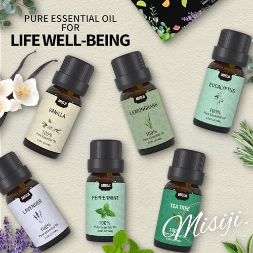 Essential Oils Set Top 6 Aromatherapy-Essential Oils for Diffuser for Home,Air Freshening Diffuser Oils Scents for Aromatherapy,Laundry,Candle&Soap Making,Humidifiers 6 X 10ML - color: Black