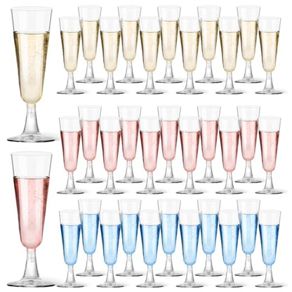 Plastic Champagne Flutes 40 Pack, 5.5 Oz Clear Disposable Plastic Champagne Glasses, Wine Glasses Cups for Wedding Celebration Birthday Party Valentines Wine Tasting New Years Eve Party Supplies - color: Clear, size: 40-pack