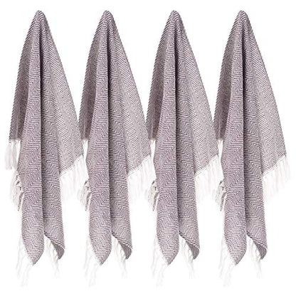 100% Cotton Hand Face Head Guest Gym Towel Set Washcloth Kitchen Tea Towel Dish Cloth Set of 4 (Purple) - color: Purple