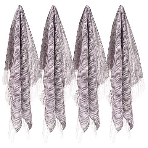 100% Cotton Hand Face Head Guest Gym Towel Set Washcloth Kitchen Tea Towel Dish Cloth Set of 4 (Purple) - color: Purple