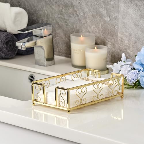 Guest Towel Holder Tray for Bathroom Countertop, Gold Napkin | Guest Bathroom, Powder Room & Vanity Use - color: F- Matt Gold Guest Towel Holder Tray, size: Guest Towel Holder
