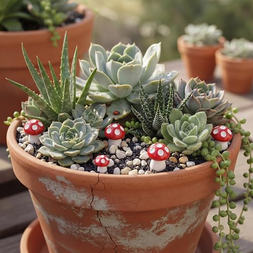 Jetec 24 Pcs Mini Mushrooms for Crafts Fairy Tiny Resin Garden Mushroom Small Figurines Miniatures Little DIY Accessories Gift Bulk for Home Dollhouse Handmade Landscape Aquarium Potted Decoration