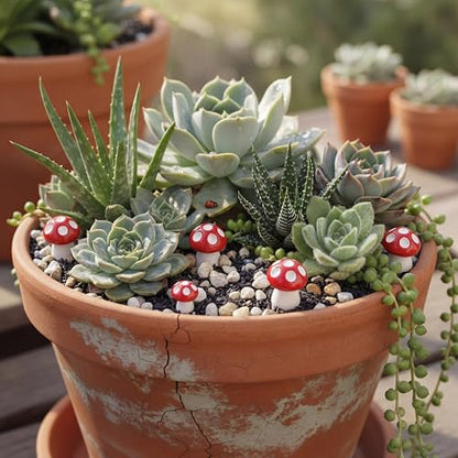 Jetec 24 Pcs Mini Mushrooms for Crafts Fairy Tiny Resin Garden Mushroom Small Figurines Miniatures Little DIY Accessories Gift Bulk for Home Dollhouse Handmade Landscape Aquarium Potted Decoration