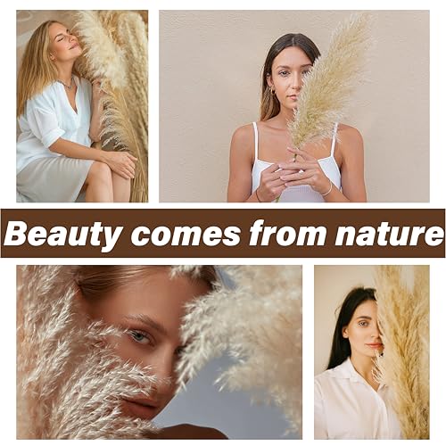 50 PCS Tall Pampas Grass for Floor Vase – 17" Natural Fluffy Dried Pampas Grass Stems, Large 20 White & 30 Brown Pоmpas Grass, Boho Pampas for Wedding, Home Decor, Halloween, Christmas