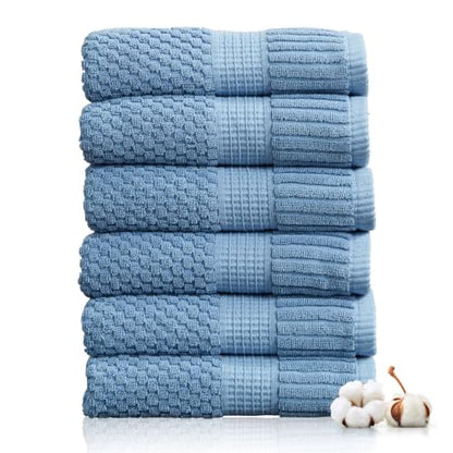 6 Pack 100% Cotton Hand Towels | Blue Towels | Oeko‑TEX Standard 100 | Soft & Absorbent, Quick‑Dry | Trinity Collection - Blue Shadow - color: Blue Shadow, size: Hand Towels (6 Pack)