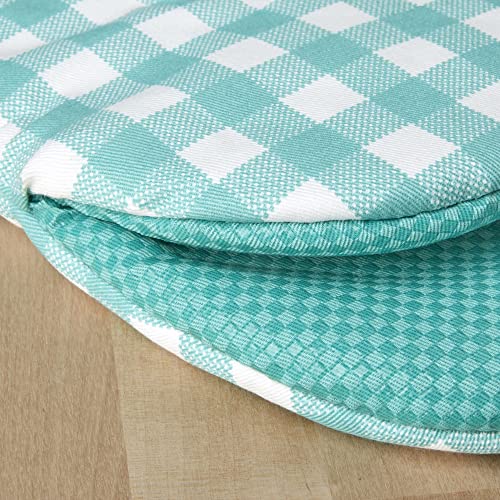 KitchenAid Gingham Mini Oven Mitt 2-Pack Set, Aqua Sky, 5.5"x8" - color: Aqua Sky