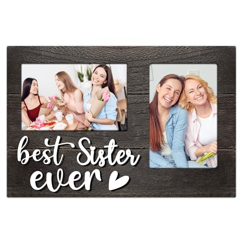 Sister Gifts, Mothers Day Sisters Gift from Sister, 3D Photo Frame Hold 4x6 Inches Two Photos - Picture Frame Present for Galentines Day - color: Sister