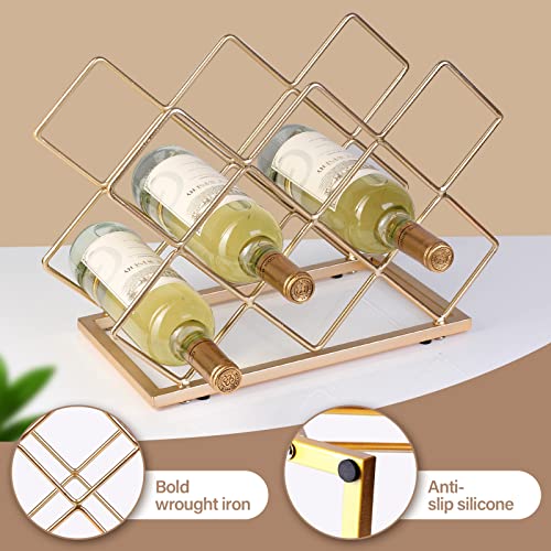 Countertop Wine Rack - 10 Bottle Freestanding Modern Gold Metal Small Wine Rack - Tabletop Wine Holder Stand for Cabinet, Pantry, Wine Bottle Storage… - color: B-gold 10btl