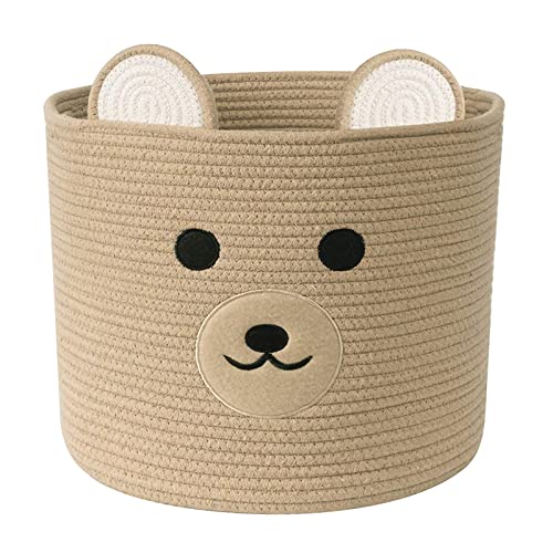 Bear Laundry Baskets Laundry Hamper Storage Baskets with Handles,Decorative Basket for Living room,Woven Storage Basket for Toys Bin Pillows Blankets Clothes (Khaki) - color: Khaki