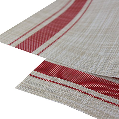 Placemats Place Mmats Indoor Set of 6 Washable Easy to Clean PVC Placemat (placemats Set of 6, Red) - color: Red, size: placemats set of 6