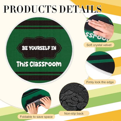 12 Pcs Carpet Circle Seats, 15 Inch Round Classroom Rug, Non Slip Corner Floor Cushion Mat, Circle Time Rug for Living Room, Learning, Playing Areas, Story Time, Group Activity(Crayon) - style: Crayon