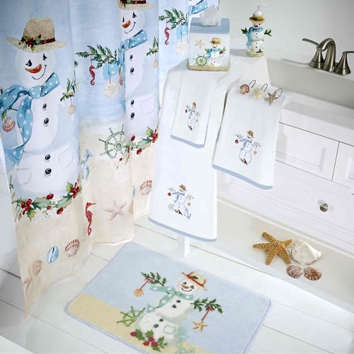Avanti Linens - Fingertip Towels, Soft Cotton Velour, Embroidered, Festive Home Decor, Set of 4 (Coastal Snowman Collection) - size: 4pc Fingertip Towels