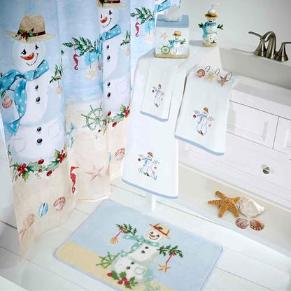 Avanti Linens - Fingertip Towels, Soft Cotton Velour, Embroidered, Festive Home Decor, Set of 4 (Coastal Snowman Collection) - size: 4pc Fingertip Towels