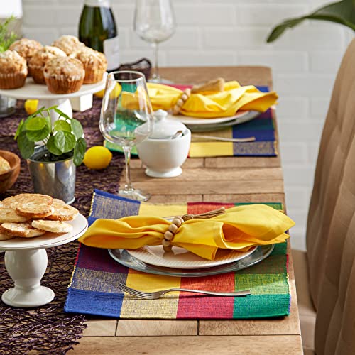 DII Basic Everyday Ribbed Tabletop 100% Cotton, Placemat Set, 13x19, Summer Check, 6 Piece - color: Summer Check, size: 13x19"