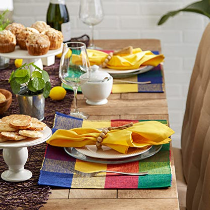 DII Basic Everyday Ribbed Tabletop 100% Cotton, Placemat Set, 13x19, Summer Check, 6 Piece - color: Summer Check, size: 13x19"