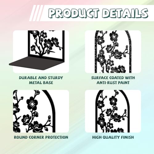 5.3"x4.3"x7.9" Metal Bookends, Heavy Duty Book Ends for Shelves | Plum Blossom Branches Theme Cast Iron Book Supports, 1 Pair Decor Stoppers for Desk, Library, Office & Home Shelves - style: Plum Blossom Branches