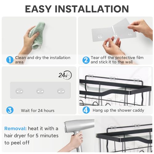 12 Pack Adhesive Replacement, Strong Adhesive Hooks, Waterproof Adhesive Strips, No Drilling, for Bathroom Storage Shelves and Kitchen Racks - color: Transparent-12 Pack