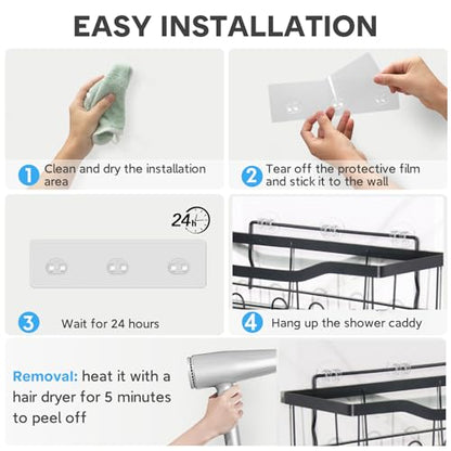 12 Pack Adhesive Replacement, Strong Adhesive Hooks, Waterproof Adhesive Strips, No Drilling, for Bathroom Storage Shelves and Kitchen Racks - color: Transparent-12 Pack