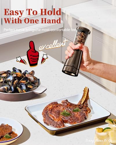 Electric Salt and Pepper Grinder Set with Storage Base, Stainless Steel Rechargeable Salt and Pepper Grinder Set with 4.5 oz Large Capacity, 1.8" Wide Mouth, Adjustable Coarseness, Ideal for Kitchen - color: Bronze