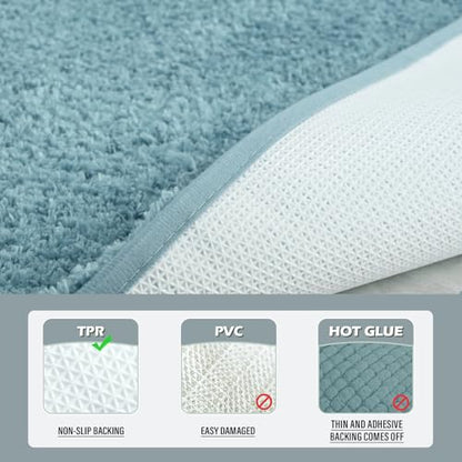 Spa Blue Bathroom Rug Set 2 Piece Bath Mat 21x34 U Shape Toilet Rug 21x21 | Absorbent,Washable,Non Slip Bathroom Rugs Sets,Contour Mat for Toilet - color: Spa Blue